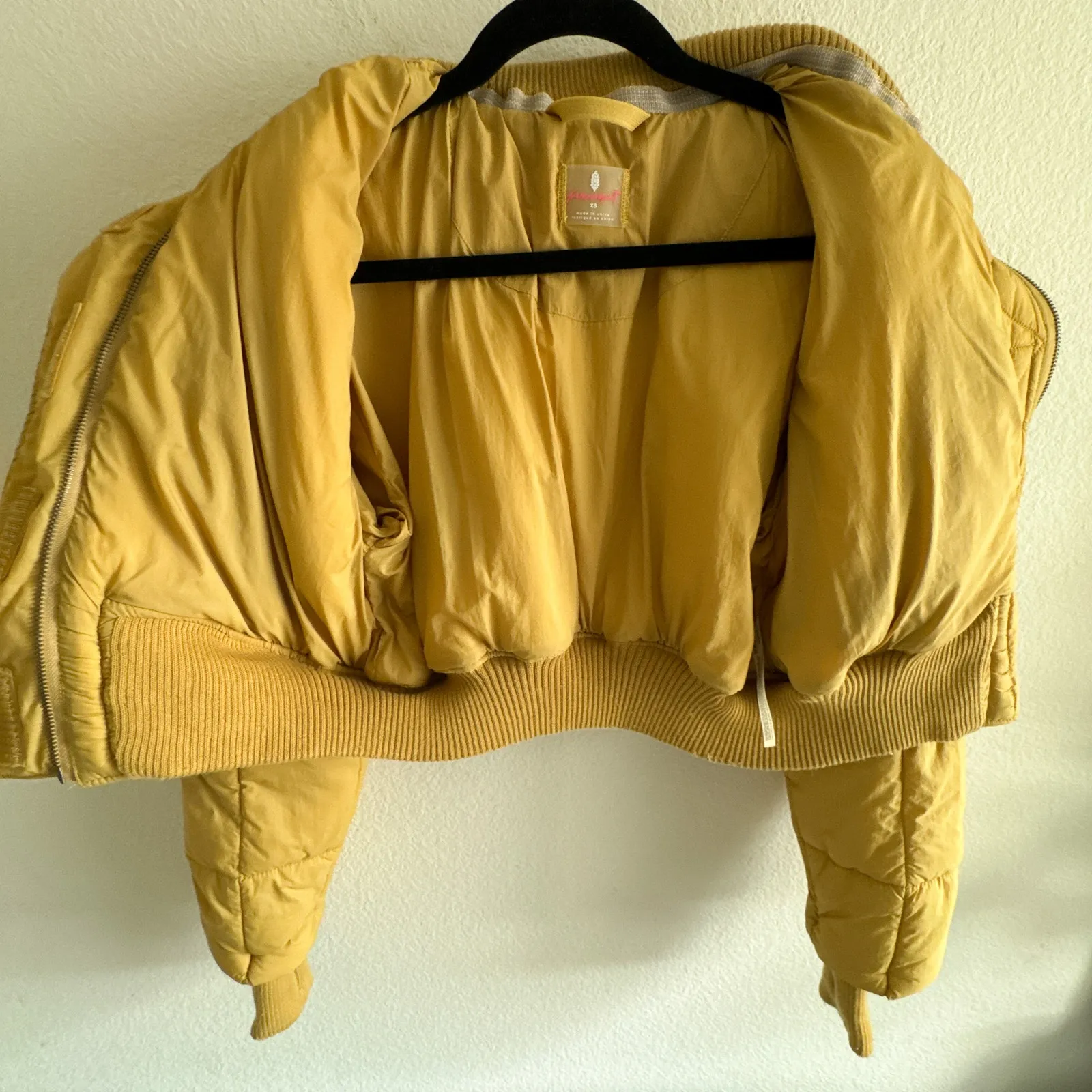 Free People Boulder Babe Bomber Puffer Jacket Mustard XS - Image 6