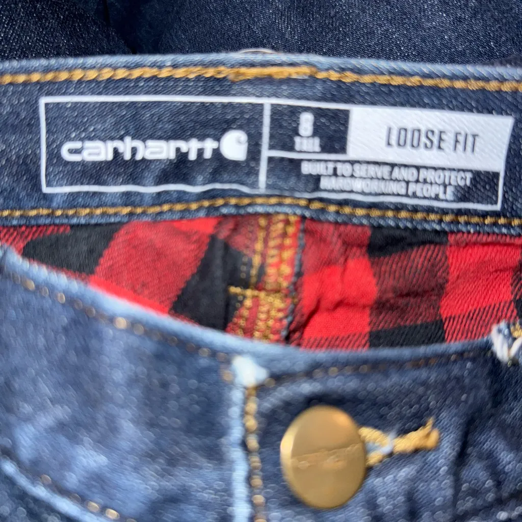 Carhartt Women’s Sz 8 Tall Loose Fit Jeans Flannel Lined - Image 3
