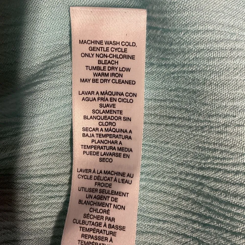 Chico's Women's Embroidered Tunic Blouse Size L Teal Blue Tie‎ Neck Long Sleeve - Image 11