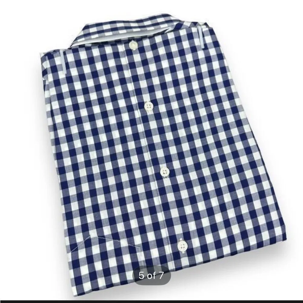 UNTUCKit Womens Blue White Gingham Check Button Down Shirt Size 2 - Image 5