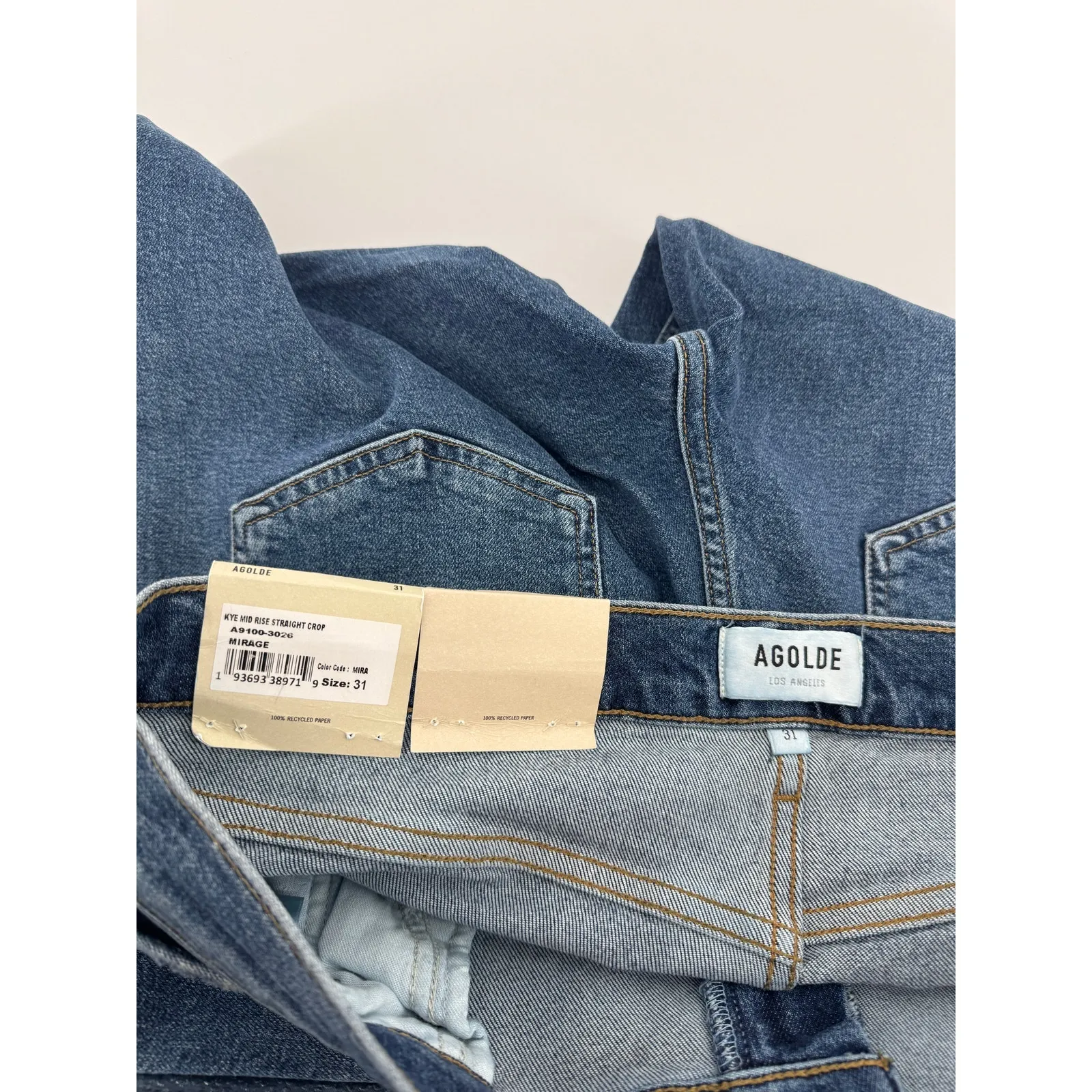 AGOLDE Kye Mid Rise Straight Crop Jeans Womens Sz 31 NWT Mirage Mid Wash Denim - Image 8