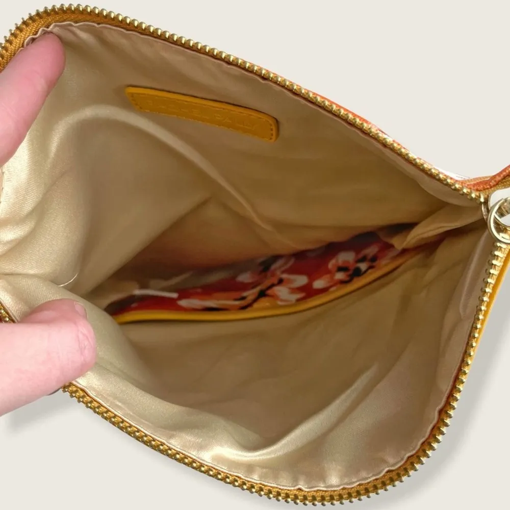 Rachel Pally Orange Yellow Floral Fold Over Reversible Tassel Zip Clutch - Image 4
