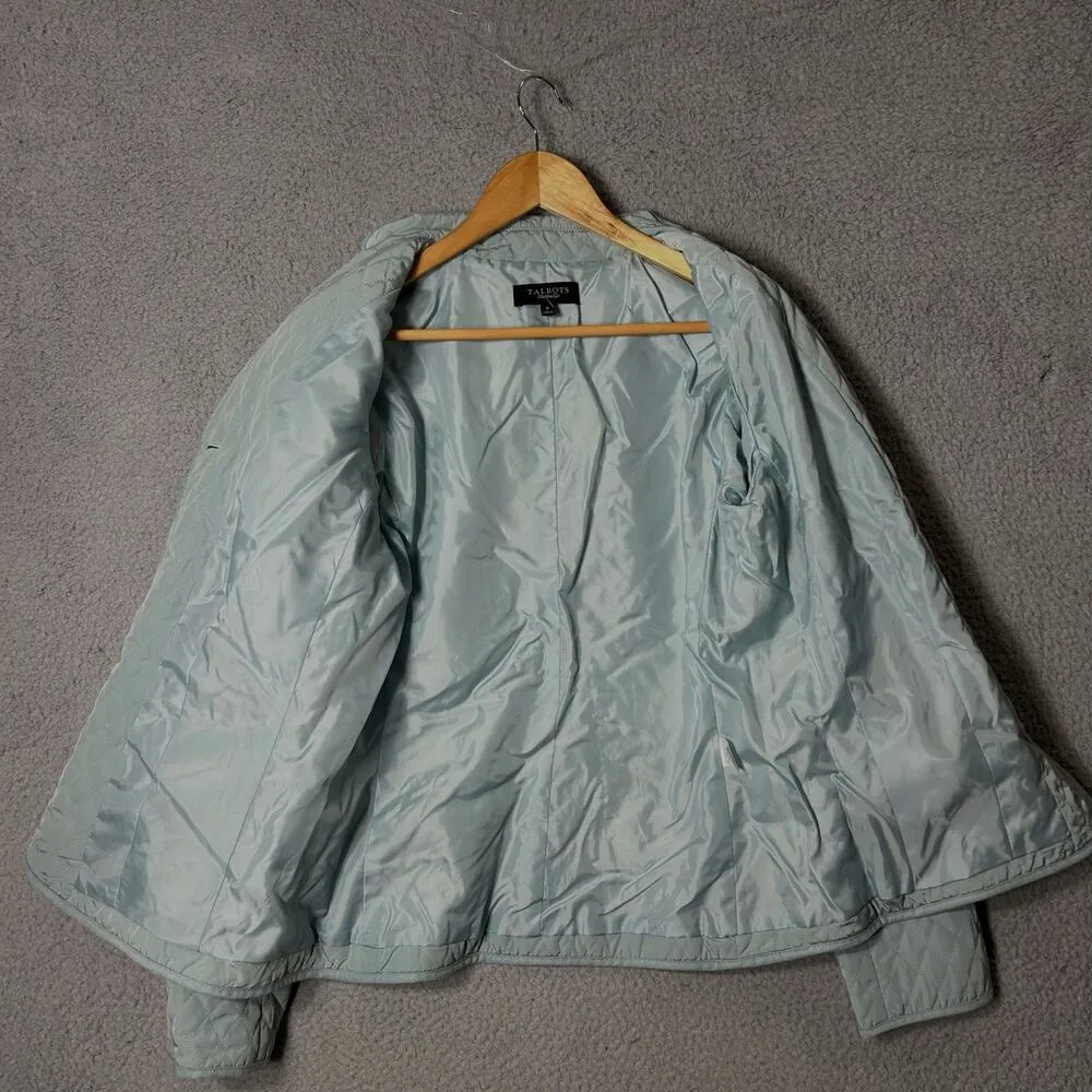 Talbots Coat Womens 8 Blue‎ Pastel Color Long Sleeve Quilted Jacket Coat - Image 4