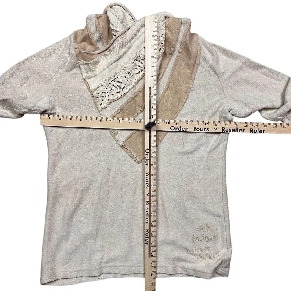 Desigual Women's Ivory Antast Shawl Collar Sweater M Knit Pullover - Image 10