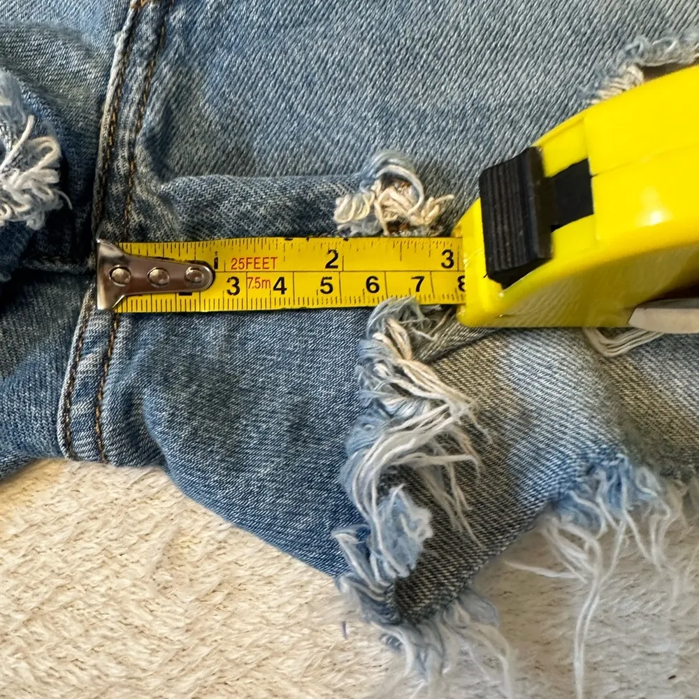 Levi's 501 Distressed High Rise Raw Hem Denim Shorts - Image 6