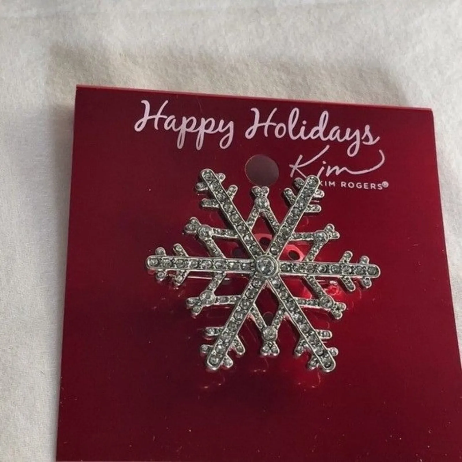 Kim Rogers · Snowflake Rhinestone Brooch Pin · Holiday Winter Sparkle Accessory - Image 6