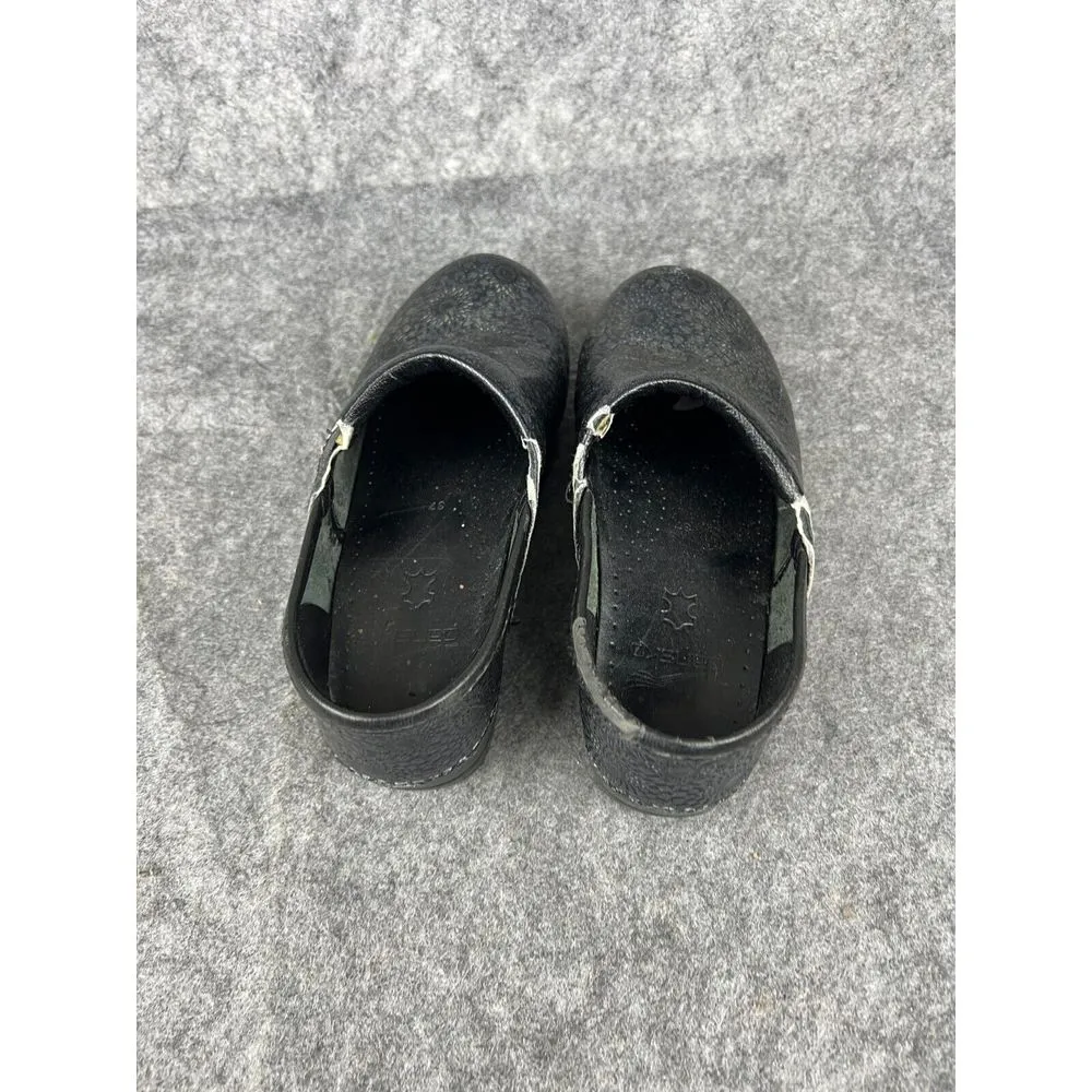 Dansko Women's Blue/Black Metallic Professional Leather Clogs EU 37‎ US 7 - Image 4