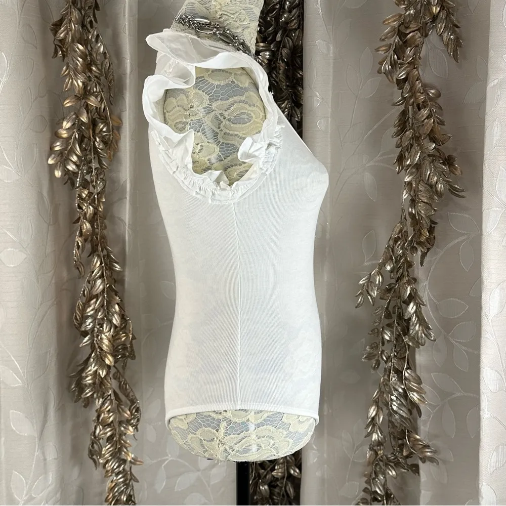 Oddi‎ White Ruffle Sleeve Bodysuit | Small | Feminine Cottagecore - Image 2