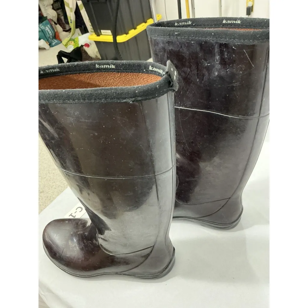 Womans Kamik Size 8 Brown Rubber Tall Rain Boots - Image 3