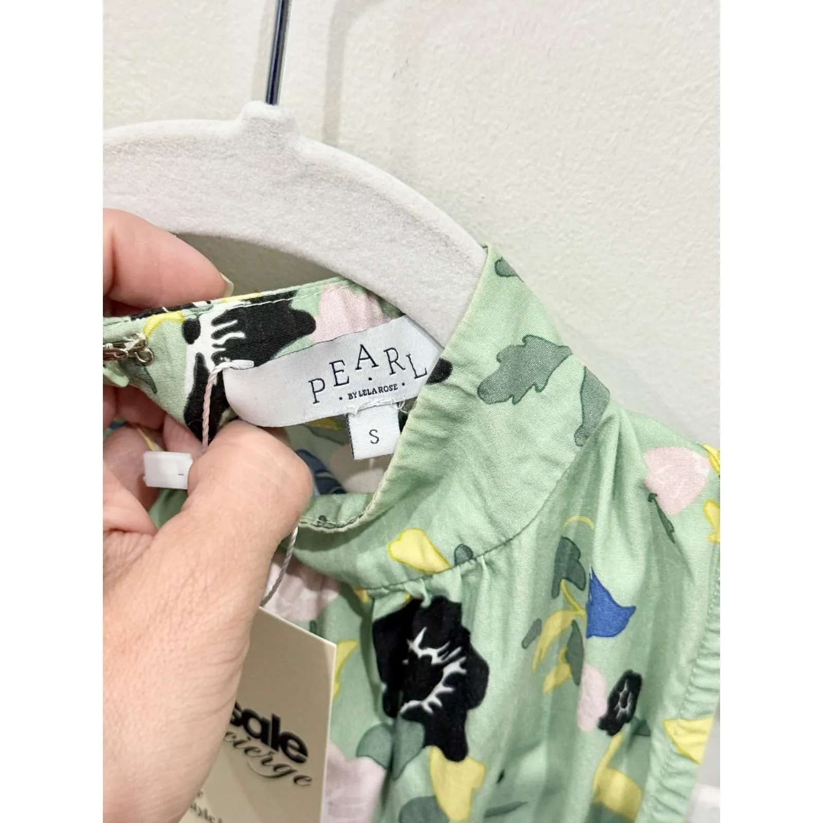 Pearl By Lela Rose Floral Poplin Belted Flounce Hem A - Image 6