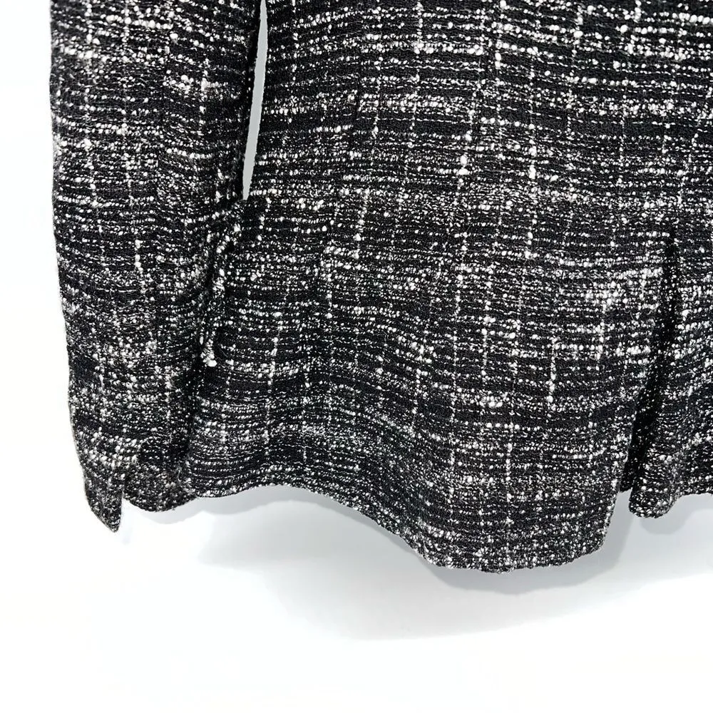 Nanette Lepore Black and White Linen Blend Wizard Tweed Jacket w/Zipper Detail-2 - Image 8