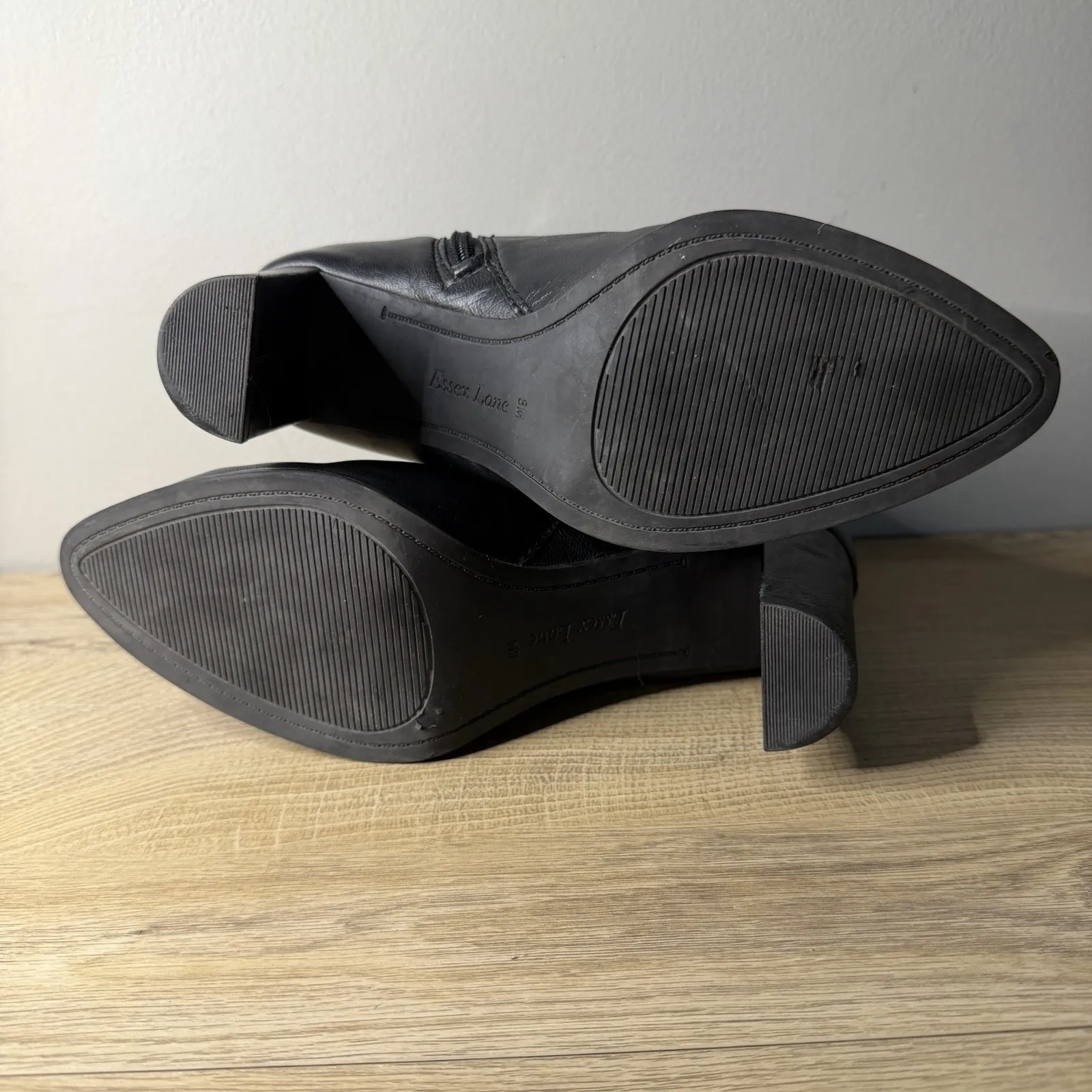 Essex Lane Black Heeled Ankle Boots Pointed Toe Buckle Strap Zip Booties Women 8 - Image 9