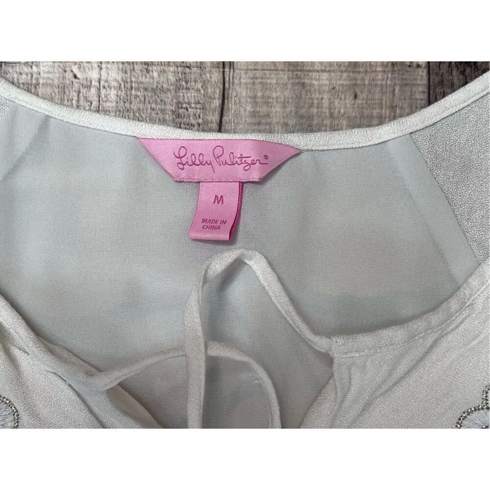 Lilly Pulitzer Amisa Tunic Dress Resort White Embroidered Coverup sz M‎ Bohemian - Image 4