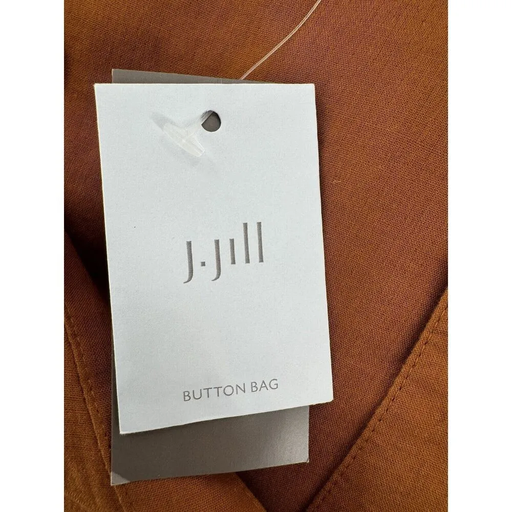 J.Jill Pure Linen Dress Sz S V-Neck Long Sleeve Lagenlook Copper Boho Beach NWT​ - Image 9