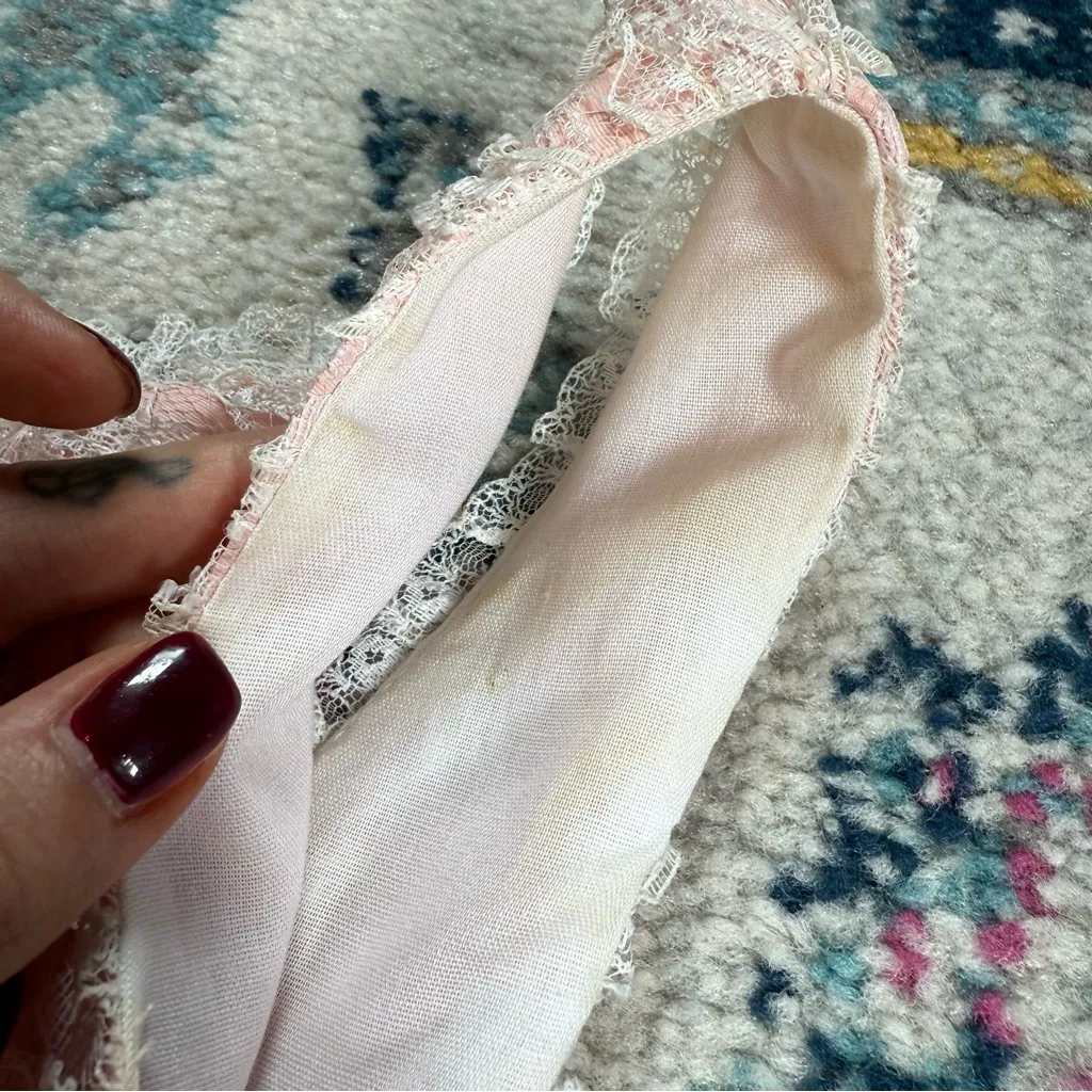 Vintage 50s/60s Pink Lace Ruffle Babydoll Dress - Image 8