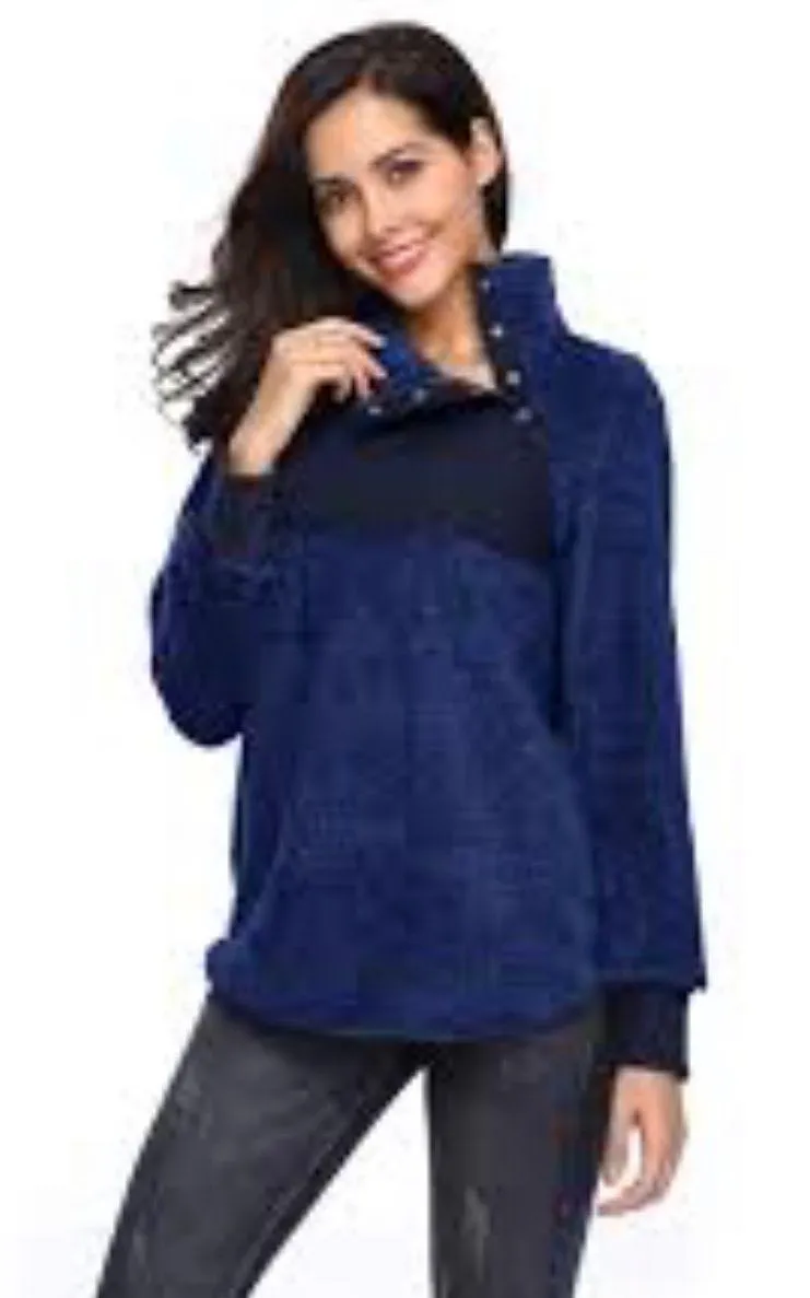 Boxercraft Blue Long Sleeve Sherpa Pullover - Image 2