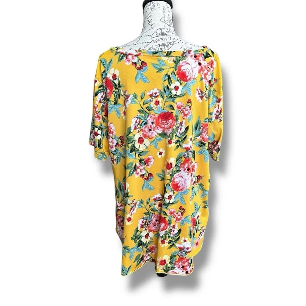 Simply Irresistible Women's Plus Bright Yellow Floral V - Image 3