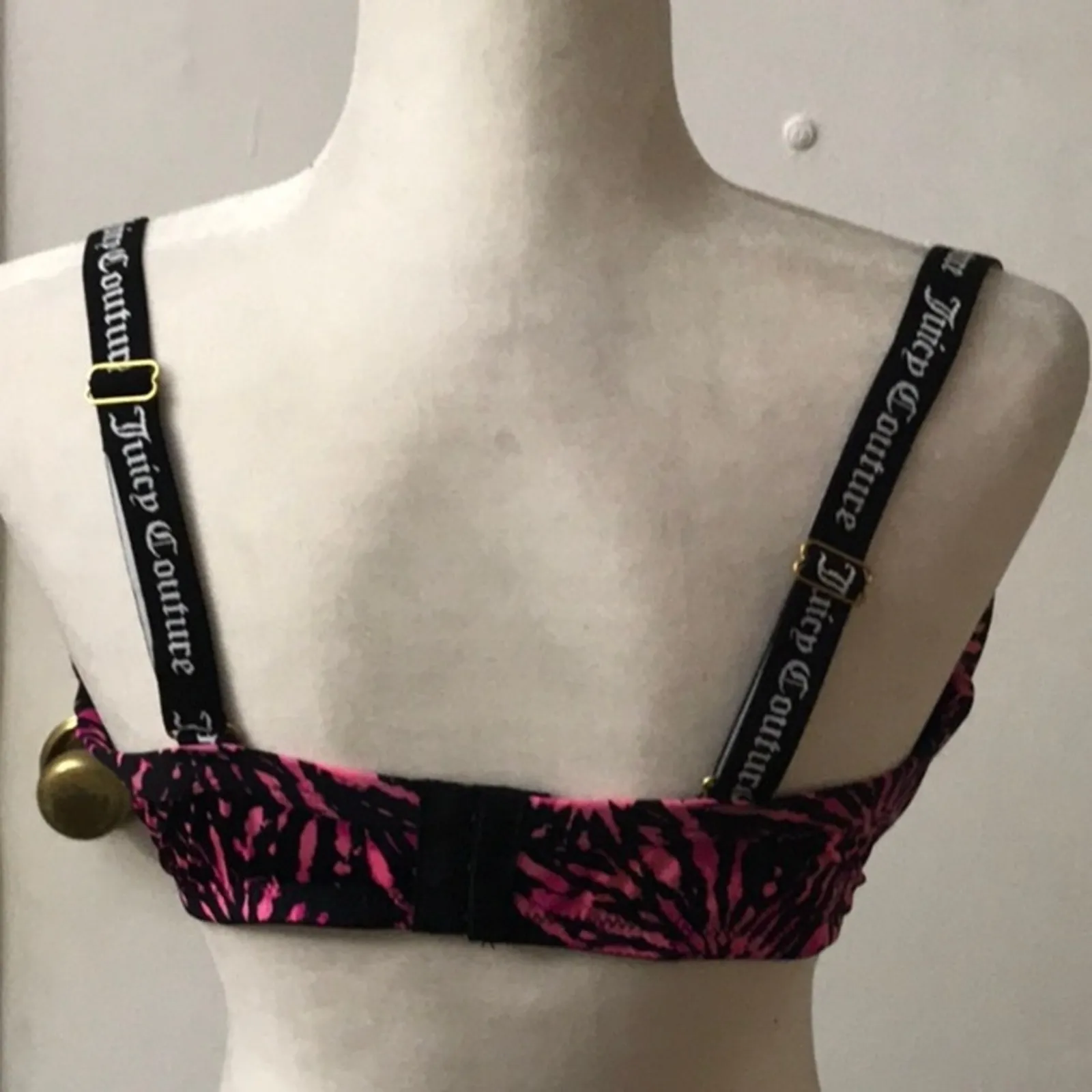 Juicy Couture Pink/Black Tie Dye Print Bra 40C Plus Size Coquette Girl Dopamine - Image 2