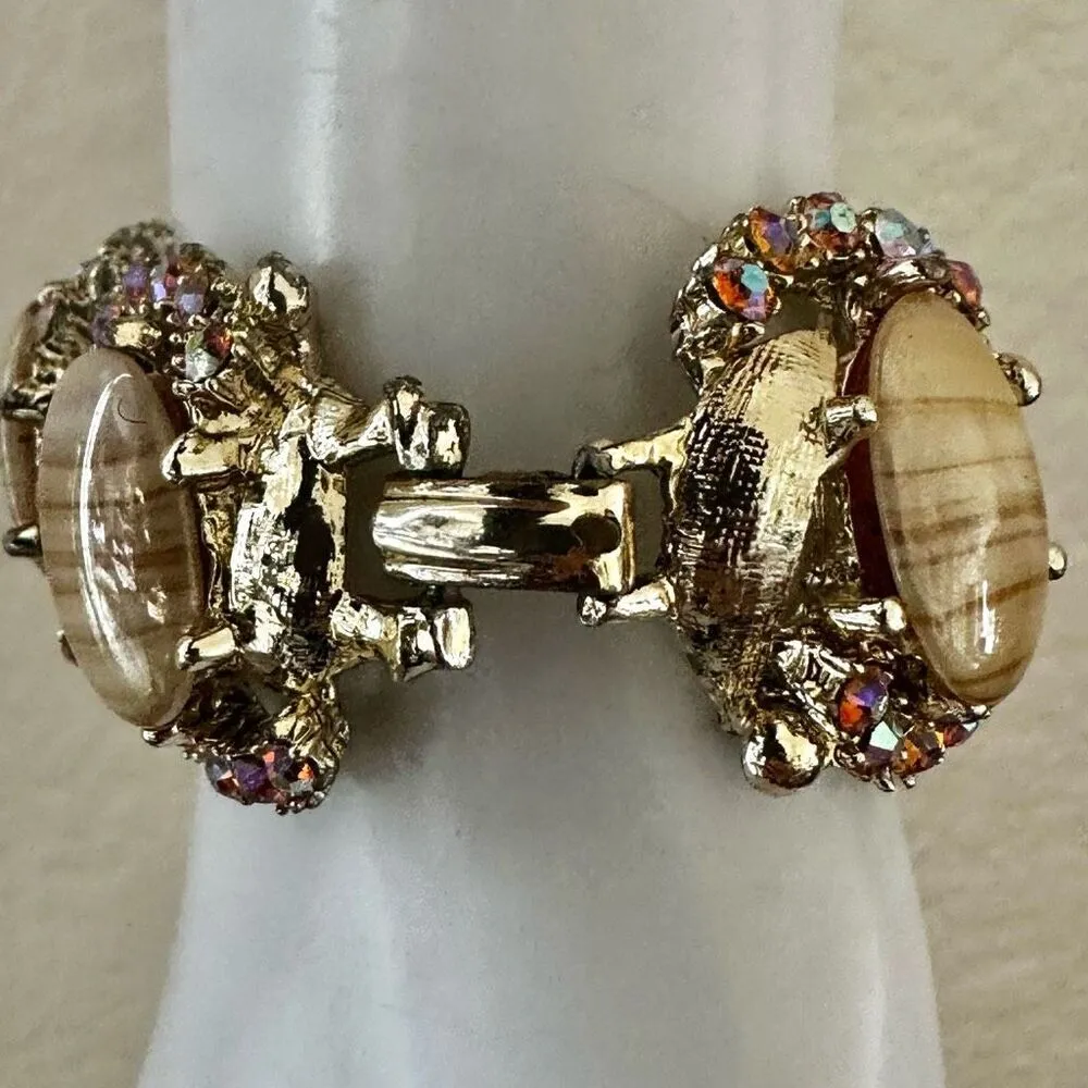 Vintage Shell and Rhinestone Statement Bracelet - Image 11