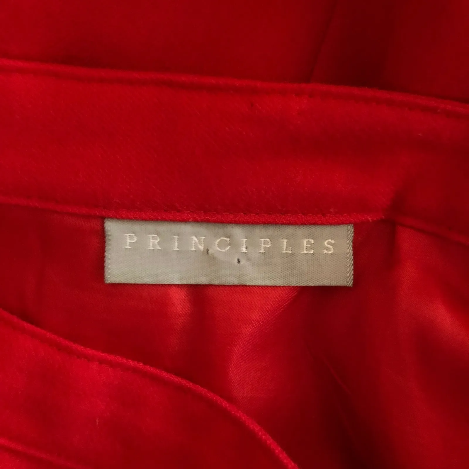 Vintage Principle Red Skirt Pleated Slit Back Knee Length with Belt Loops Sz 10 - Image 5