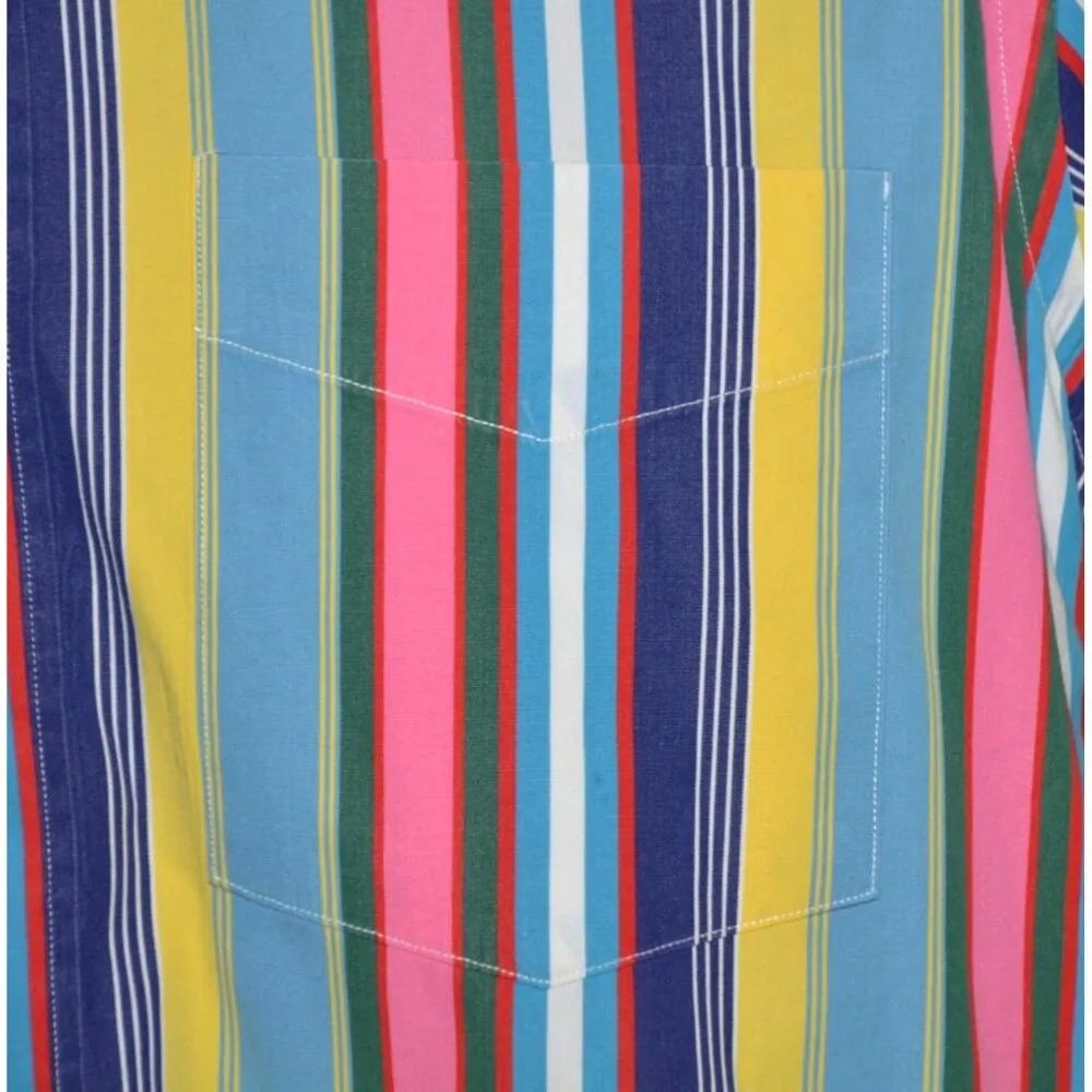 Ralph Lauren Rainbow Stripe Collarless Button Dress Shirt Ladies 8 French Cuffs - Image 3