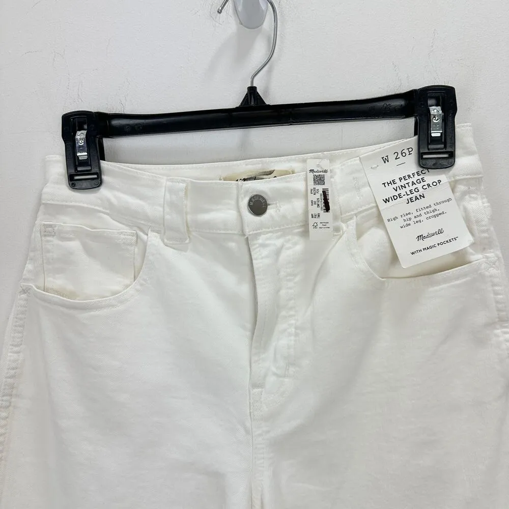 Madewell The Petite Perfect Vintage Wide Leg Crop Jean Tile White US 26 P NWT - Image 15