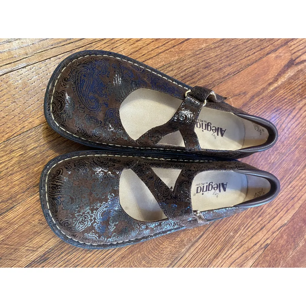 Alegria Leather Paisley Mary Jane Shoes Comfort Brown 38 Cottagecore Coquette - Image 3