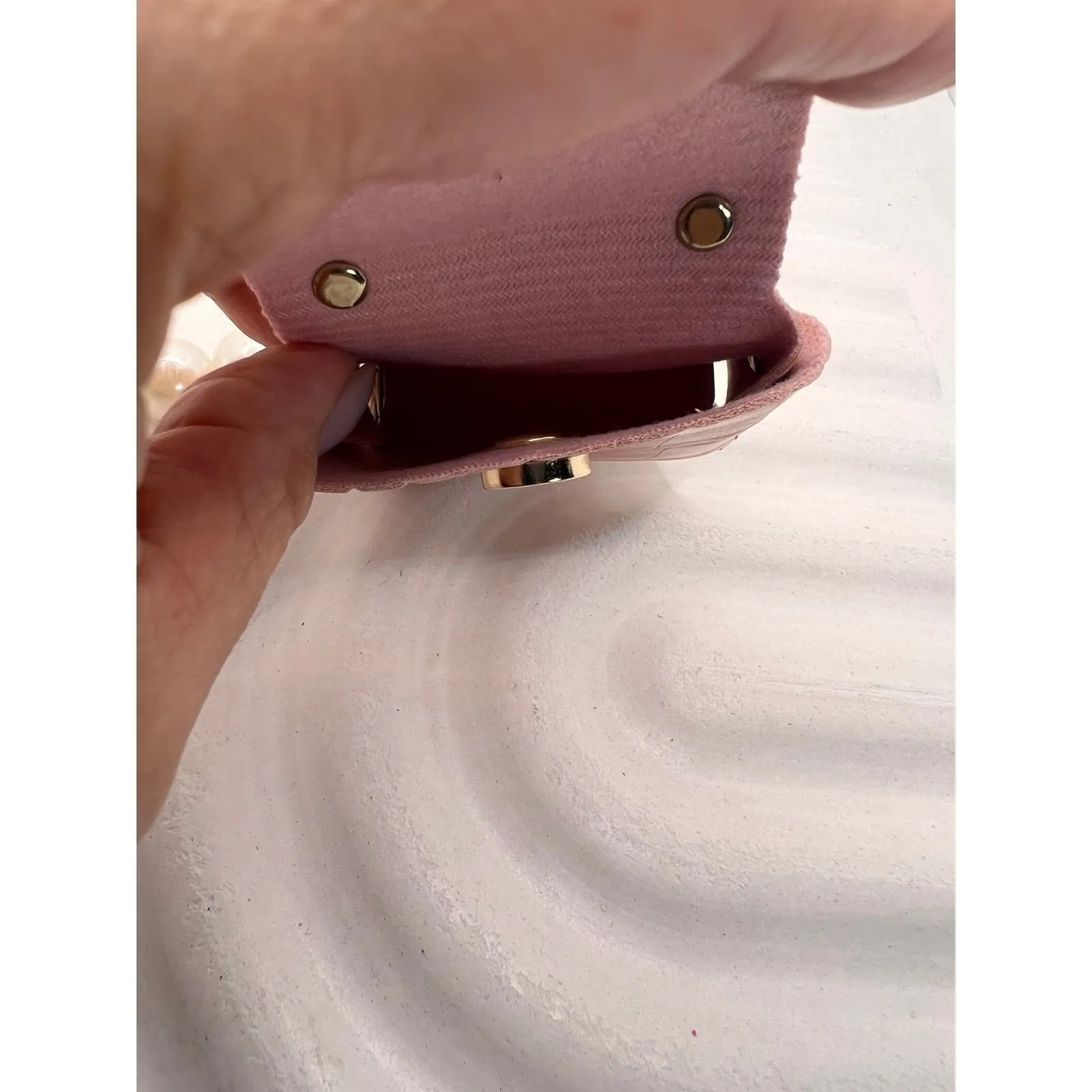 NWT Mini Purse Keychain Pink Faux Leather with Pearl‎ Handle, Coin Holder - Image 4