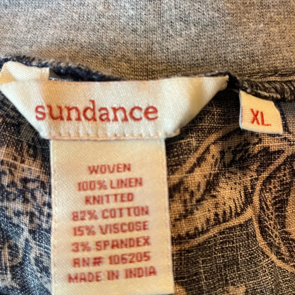 Sundance Floral Patterned linen Shorts w/ Gray Waistband gray/blue size XL - Image 5