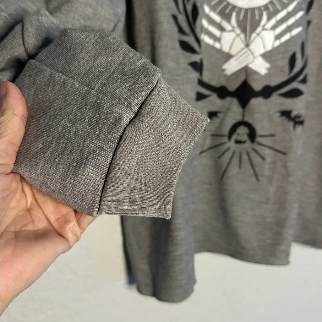 Disney Nightmare Before Christmas Jack Graphic Grey Hoodie Sweatshirt Halloween - Image 3