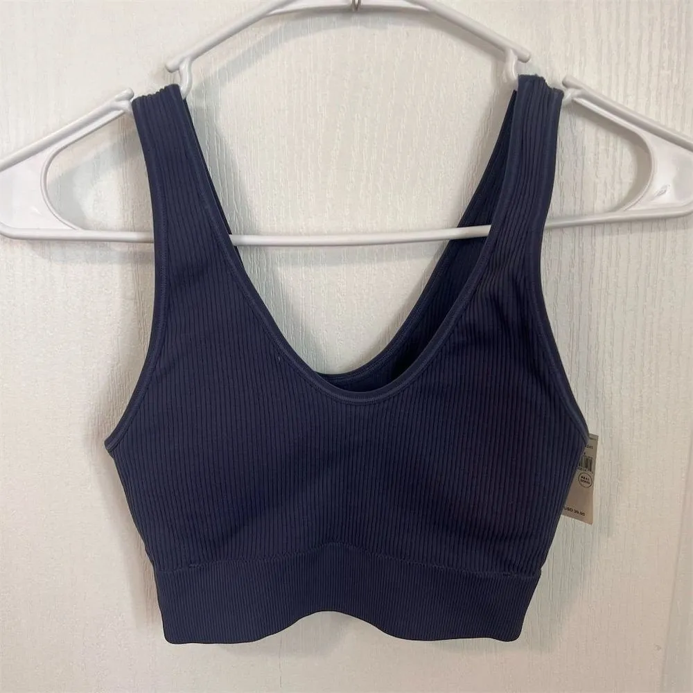 Aerie  Women's Seamless Bralette Size Medium Blue V-Neck Wide Straps Pullover NWT - Image 2