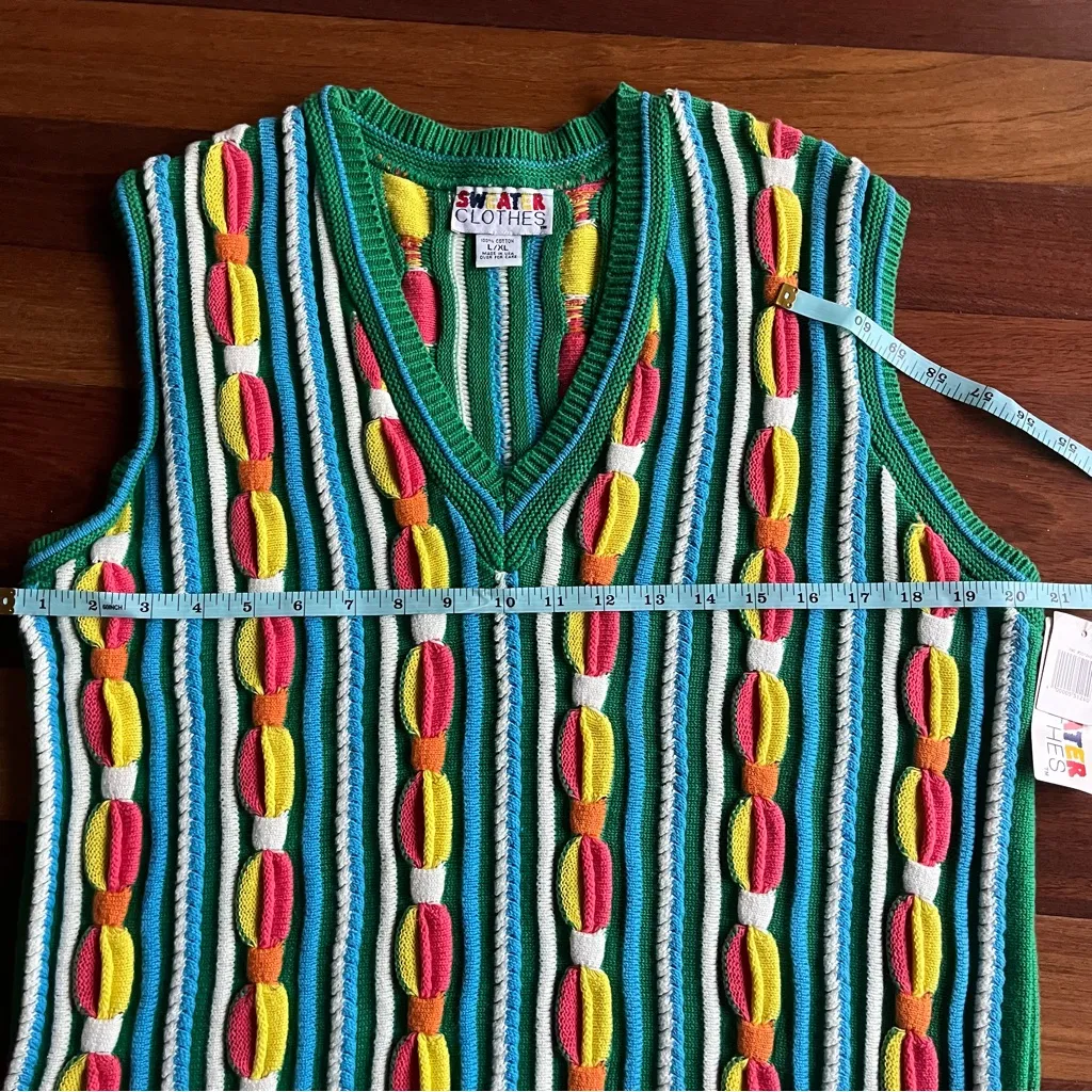 VINTAGE NWT SWEATER VEST Blue Size L - Image 4
