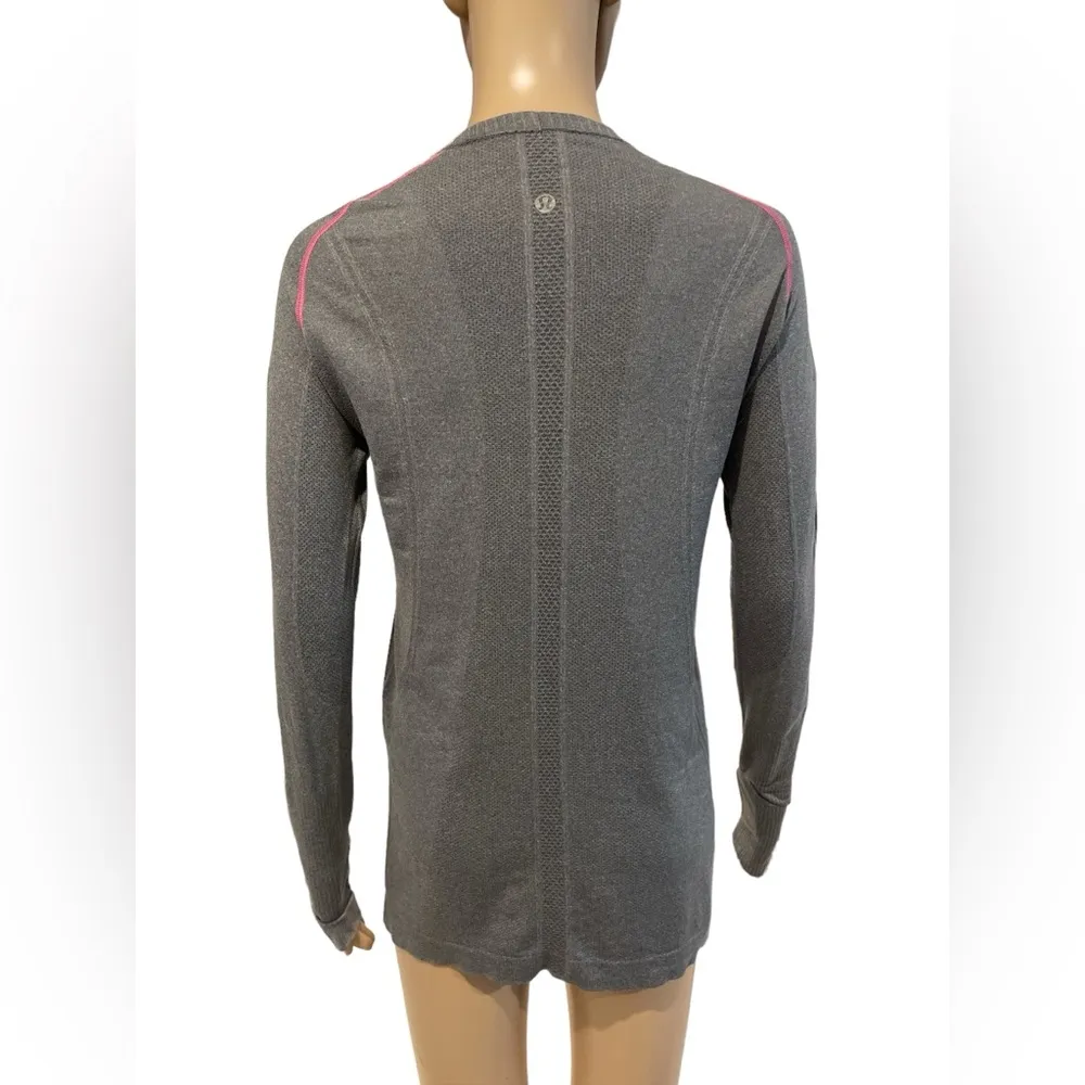 Lululemon Swiftly Tech Top Womens 10 gray /pink Long Sleeve Shirt - Image 4