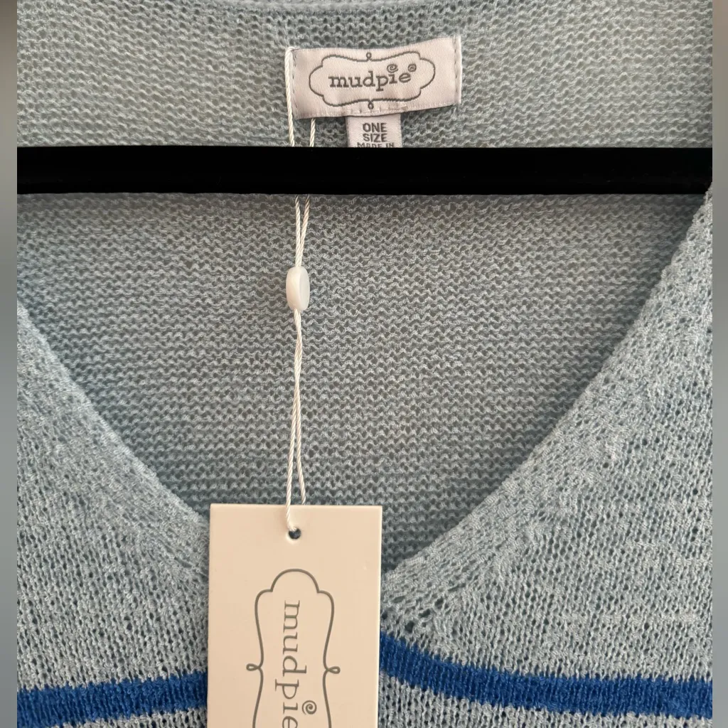 Mud Pie Women’s Antoni Sweater NWT One Size Blue Multicolor Stripes - Image 3