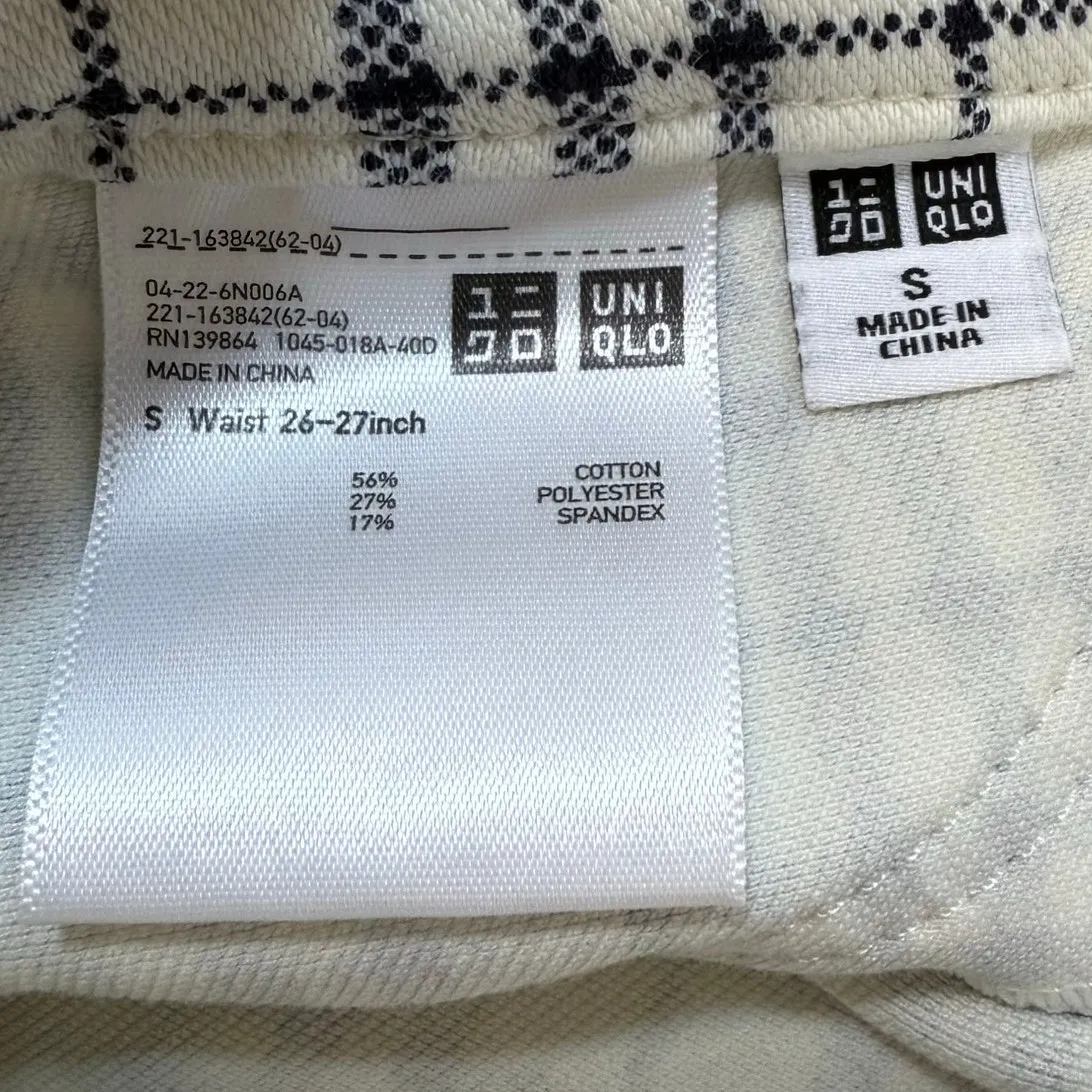 Uniqlo Plaid Pull On Leggings Knit Trousers Pants Size Small Cream & Black NWOT - Image 7