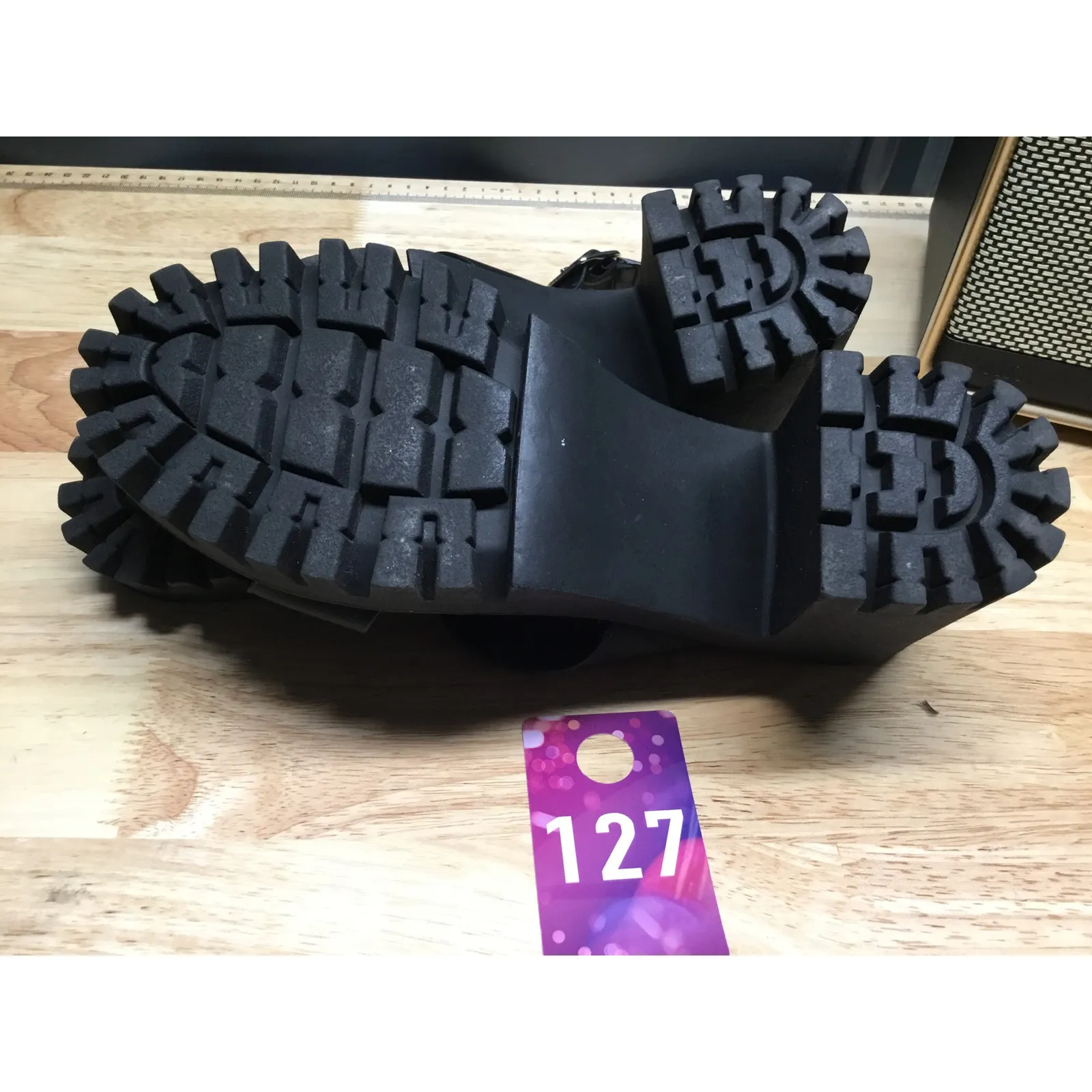 Madden Girl G-Starry Chunky Lug-Sole Platform Sandals Women's 10 Black Leather - Image 7