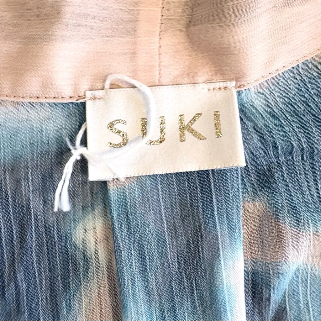 Suki So Goddess Sheer Tie Dye Gold Metallic Accent Kimono in Ocean One Size Blue - Image 14