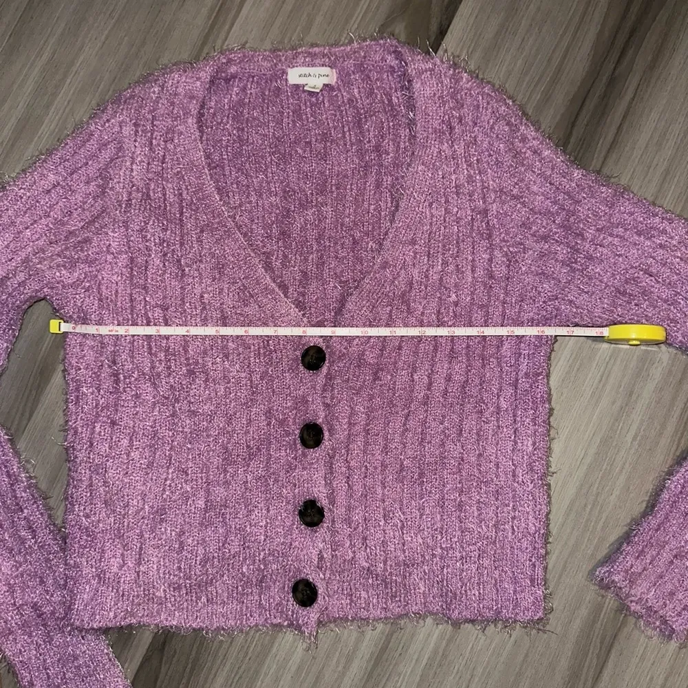 stitch & pine purple cozy button up sweater cardigan size small - Image 6