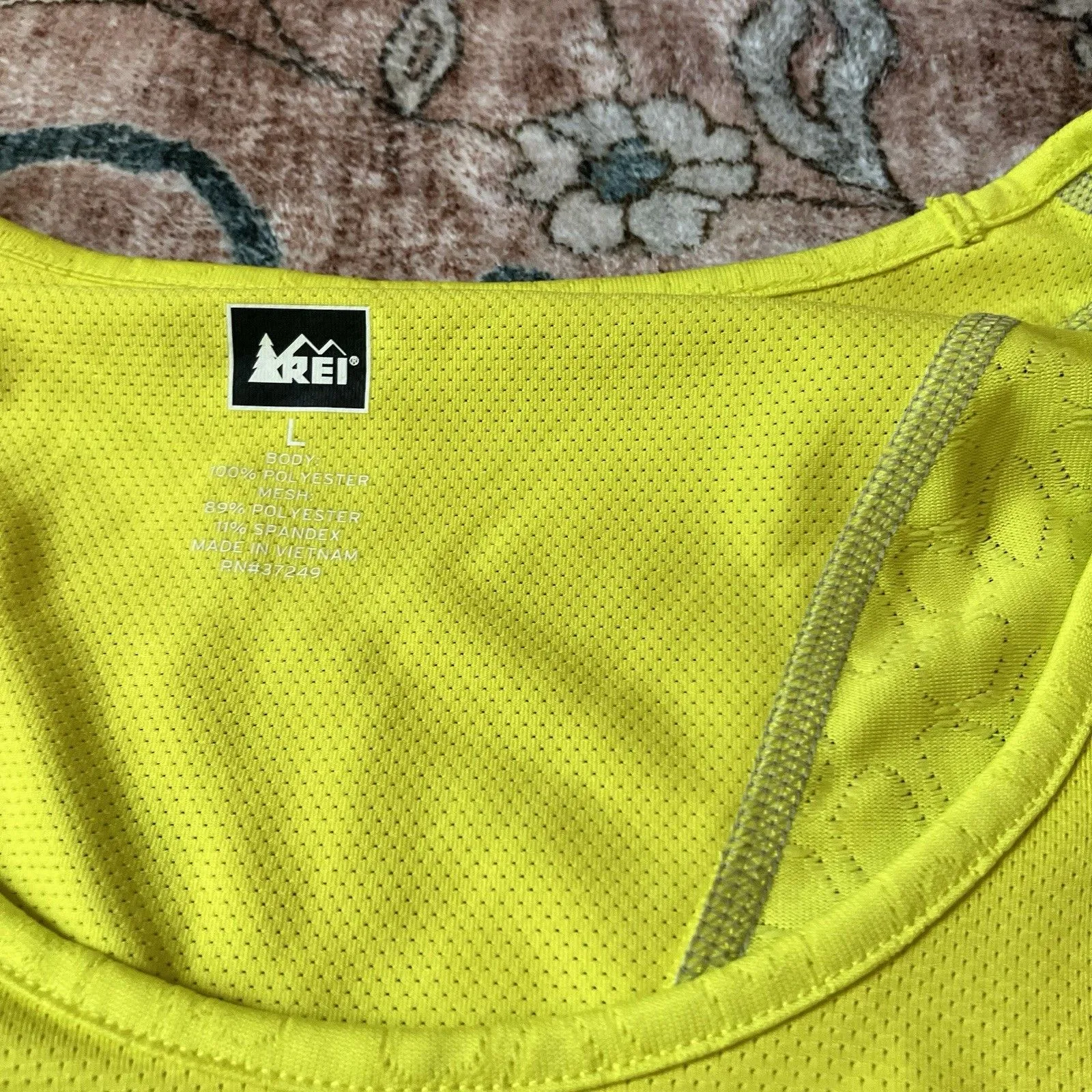 REI Shirt Womens Large Short Sleeve Lightweight Neon Yellow Stretch - Image 8