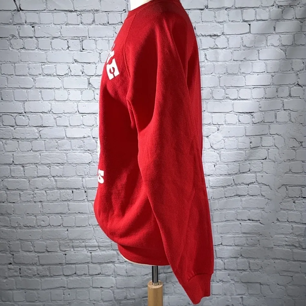 Red Hug Me In Texas 80s Christmas Teddy Bear Vintage Sweatshirt 1987 size XL - Image 11