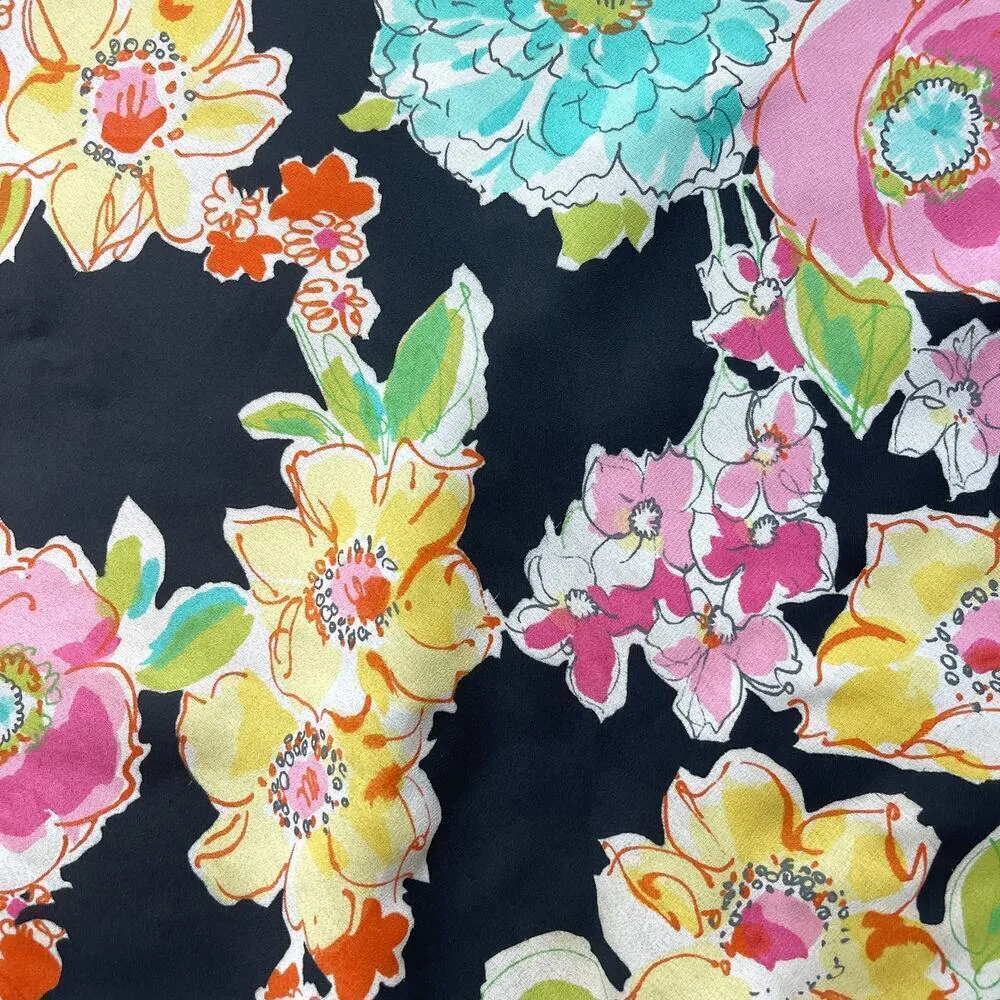 VTG Floral Skirt Tiered Ruffle Midi Stretch Small Cottagecore Fairycore‎ Boho Black - Image 3