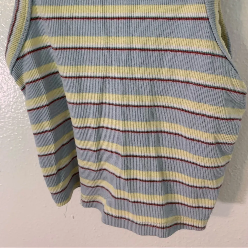 Primark Cropped Tank Top Ribbed Light Blue Stripe - Image 4