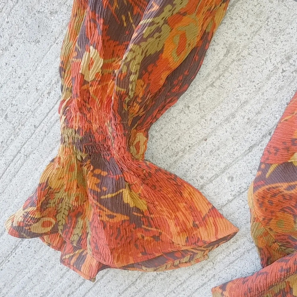 Josephine Chaus 10 Silk Orange Yellow Fall Floral Top - Image 3