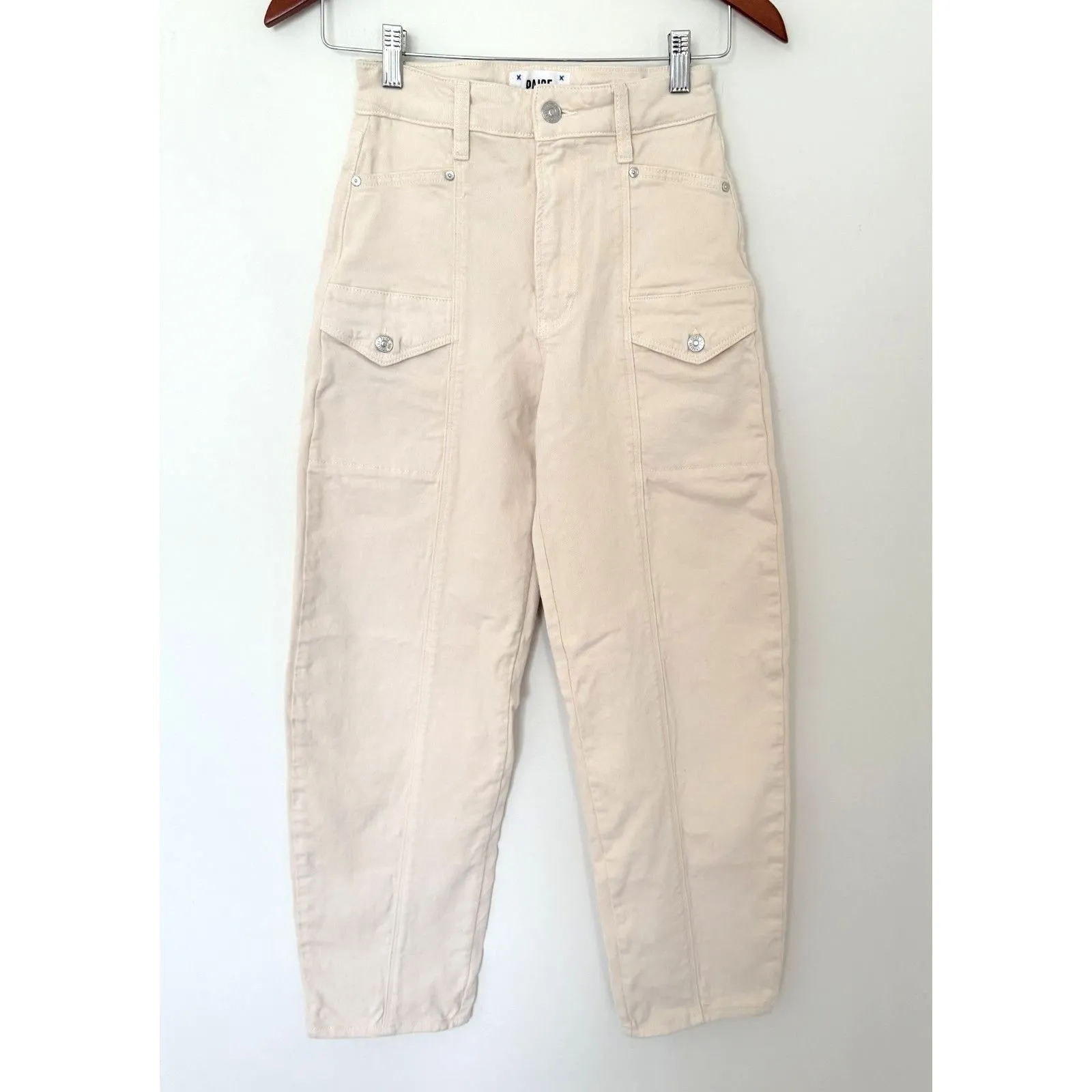 Paige Alexis High Waist Ankle Barrel Cargo Jeans Edgy Slouchy Utility Denim 24 - Image 2