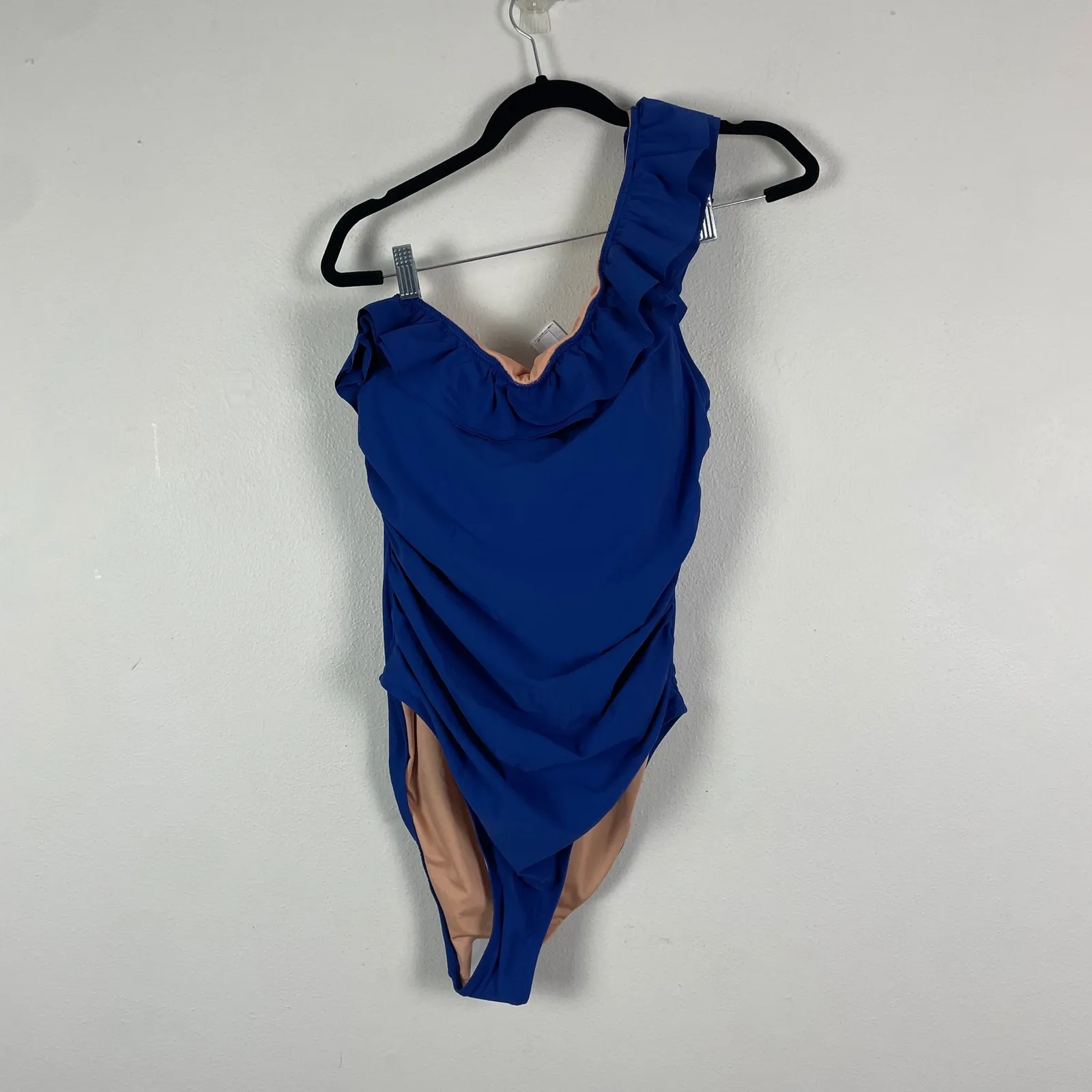 NWT J. Crew Matte Ruffle One Shoulder One Piece Swimsuit Royal Blue Size 14 - Image 2