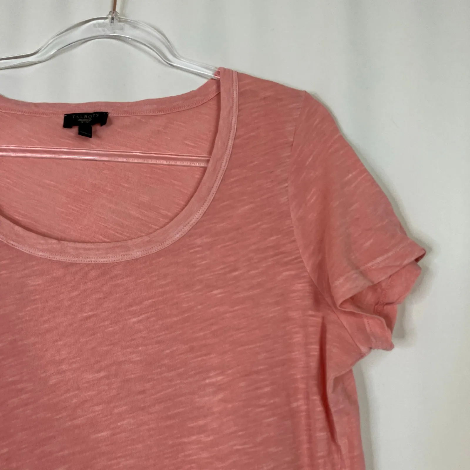 Talbots | Light Pink Tee Shirt Short Sleeve Heather Burnout 100% Cotton Women LP - Image 2
