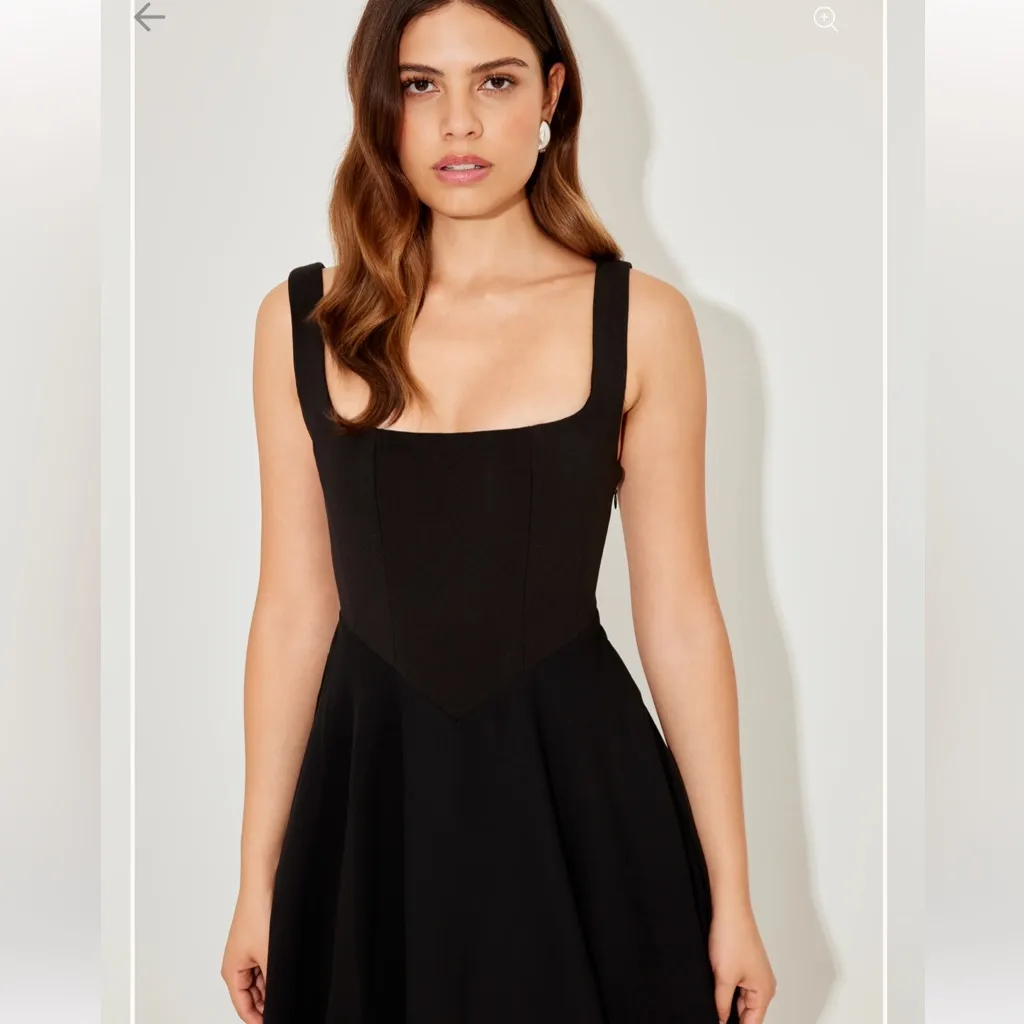 NWT Square Neck Midi Dress Black Size 14 - Image 2