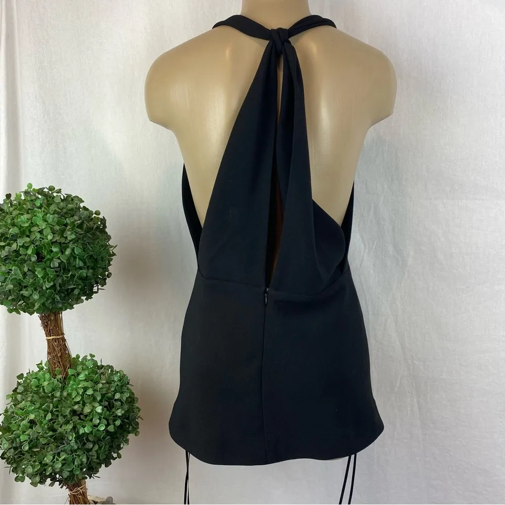 Zara Black Sleeveless Knot Strap Halter Top M - Image 4