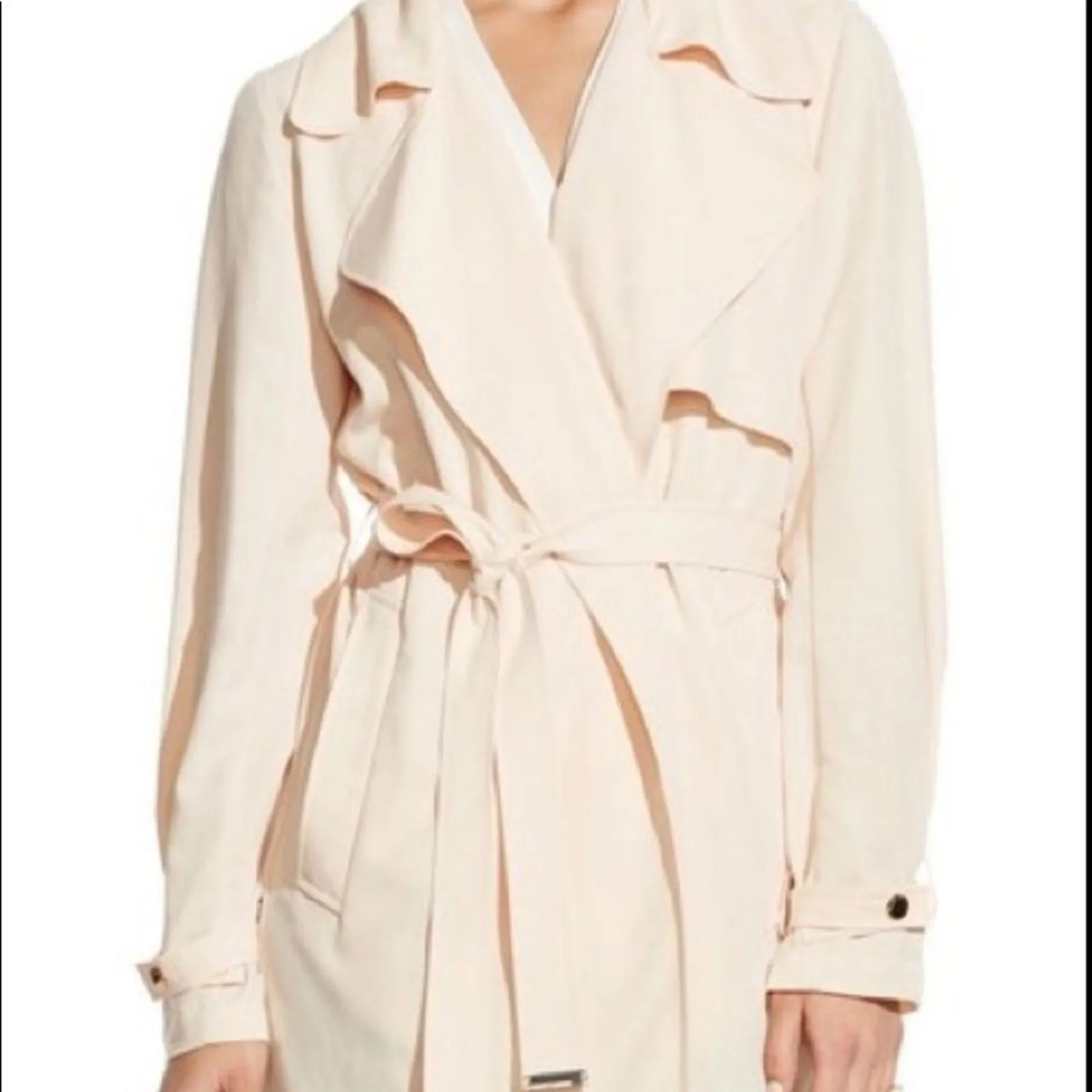 Women's Light Pink Vince Camuto Belted Soft Trench Coat XS - Image 2