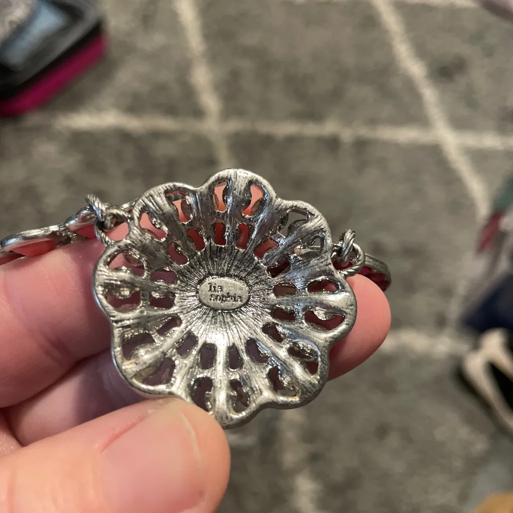 Lia Sophia Flower Pot Matte Silver Tone Necklace 16-19” Hippie Flower Child - Image 3